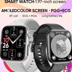 696 MT500 Smart Watch 1.97 inch Smart Band Fitness Bracelet Bluetooth ECG+PPG Temperature Monitoring Pedometer Compatible with Android iOS Men Hands-Free Calls Message Reminder Camera Control IP 67