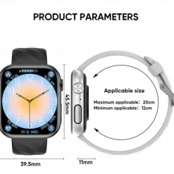 696 MT500 Smart Watch 1.97 inch Smart Band Fitness Bracelet Bluetooth ECG+PPG Temperature Monitoring Pedometer Compatible with Android iOS Men Hands-Free Calls Message Reminder Camera Control IP 67