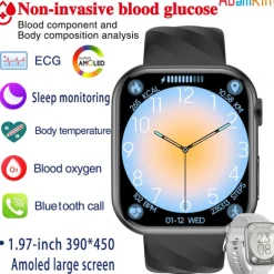 696 MT500 Smart Watch 1.97 inch Smart Band Fitness Bracelet Bluetooth ECG+PPG Temperature Monitoring Pedometer Compatible with Android iOS Men Hands-Free Calls Message Reminder Camera Control IP 67