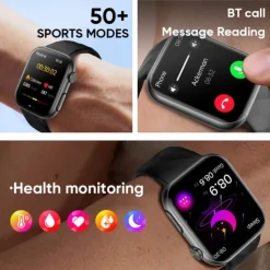 696 MT500 Smart Watch 1.97 inch Smart Band Fitness Bracelet Bluetooth ECG+PPG Temperature Monitoring Pedometer Compatible with Android iOS Men Hands-Free Calls Message Reminder Camera Control IP 67