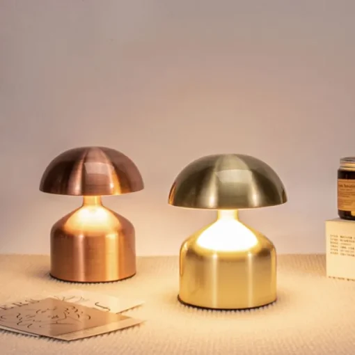 5.5" Mushroom Shaped Table Lamp Metal Rechargeable with 3-color Dimming Indoor Bedroom Living Room Atmosphere Table Lamp