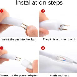 360 Neon Light LED Strip AC110 16-100 ft Flexible/Waterproof/ Dimmable Timing Warm White LED Rope Lightremote Control Suitable for Home/Garden/Building Decoration DIY Decor US Plug