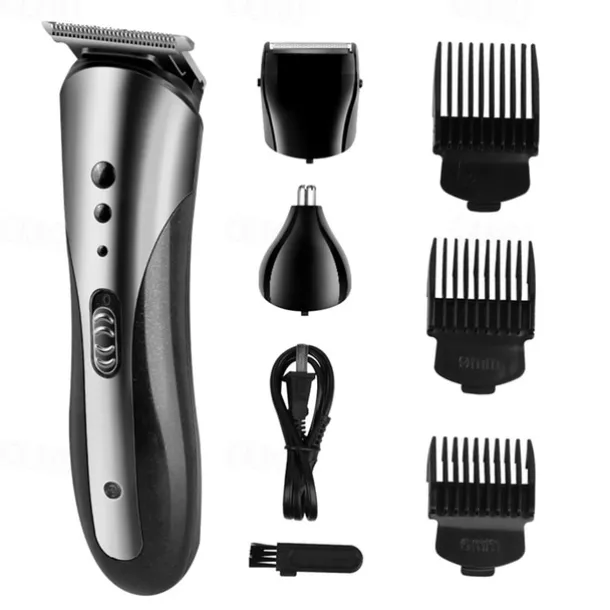 2023 New 3 In 1 Hair Trimmer Shaver Professional Electric Rechargeable Cordless Hair Clipper Beard Nose Ear Hair Trimmer Red Black for Barber Men