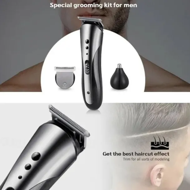 2023 New 3 In 1 Hair Trimmer Shaver Professional Electric Rechargeable Cordless Hair Clipper Beard Nose Ear Hair Trimmer Red Black for Barber Men
