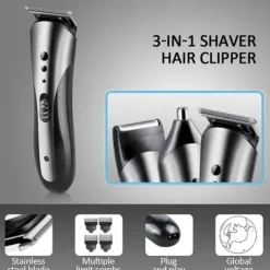 2023 New 3 In 1 Hair Trimmer Shaver Professional Electric Rechargeable Cordless Hair Clipper Beard Nose Ear Hair Trimmer Red Black for Barber Men