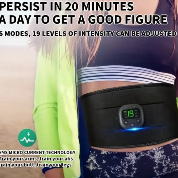 2023 New EMS Electric Abdominal Body Slimming Belt Waist Band Smart Abdomen Muscle Stimulator Abs Trainer Fitness