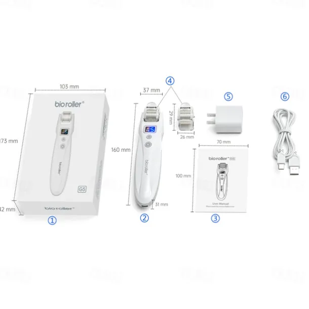 2023 Newest 540pins EMS Derma Roller Micro Current Microneedling Roller with Red Blue Light Therapy and Vibration Bio Roller G5