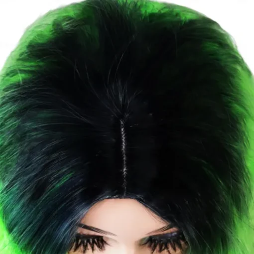 14" Ombre Green Short Bob Wavy Curly Wig, Lime Neon Green Heat Resistant Synthetic Wig for Cosplay, Shoulder Length Middle Part Wig for St Patrick's Day Daily Costume Party St.Patrick's Day Wigs