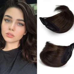 2 pack 4 inch Short Thick Hairpieces Adding Extra Hair Volume Clip in Hair Extensions Hair Topper for Thinning Hair Women Color Grey/Brown/Silver/White Mixed