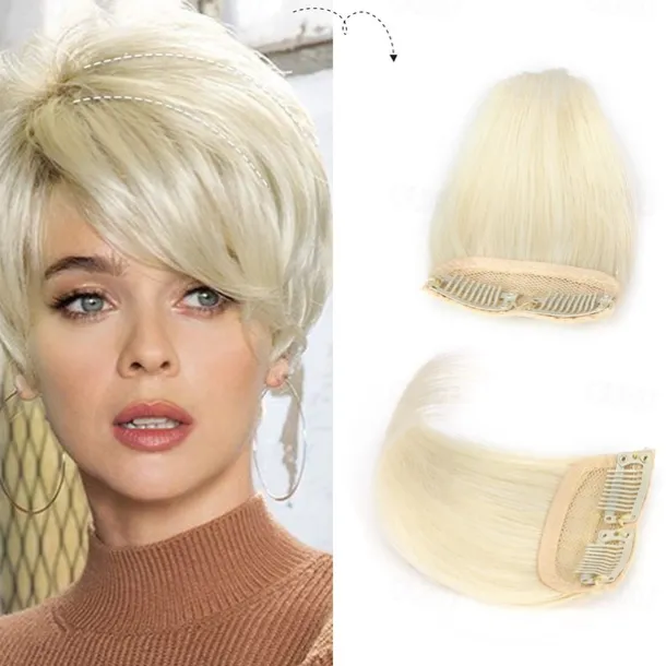 2 pack 4 inch Short Thick Hairpieces Adding Extra Hair Volume Clip in Hair Extensions Hair Topper for Thinning Hair Women Color Grey/Brown/Silver/White Mixed