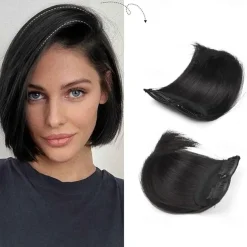 2 pack 4 inch Short Thick Hairpieces Adding Extra Hair Volume Clip in Hair Extensions Hair Topper for Thinning Hair Women Color Grey/Brown/Silver/White Mixed