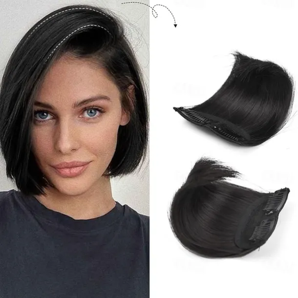 2 pack 4 inch Short Thick Hairpieces Adding Extra Hair Volume Clip in Hair Extensions Hair Topper for Thinning Hair Women Color Grey/Brown/Silver/White Mixed