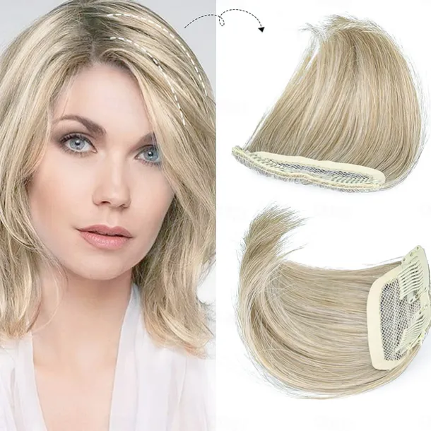 2 pack 4 inch Short Thick Hairpieces Adding Extra Hair Volume Clip in Hair Extensions Hair Topper for Thinning Hair Women Color Grey/Brown/Silver/White Mixed