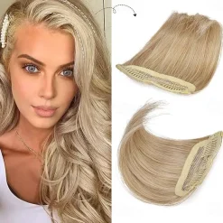 2 pack 4 inch Short Thick Hairpieces Adding Extra Hair Volume Clip in Hair Extensions Hair Topper for Thinning Hair Women Color Grey/Brown/Silver/White Mixed