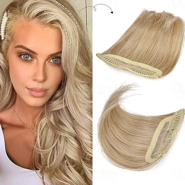 2 pack 4 inch Short Thick Hairpieces Adding Extra Hair Volume Clip in Hair Extensions Hair Topper for Thinning Hair Women Color Grey/Brown/Silver/White Mixed