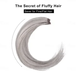 2 pack 4 inch Short Thick Hairpieces Adding Extra Hair Volume Clip in Hair Extensions Hair Topper for Thinning Hair Women Color Grey/Brown/Silver/White Mixed