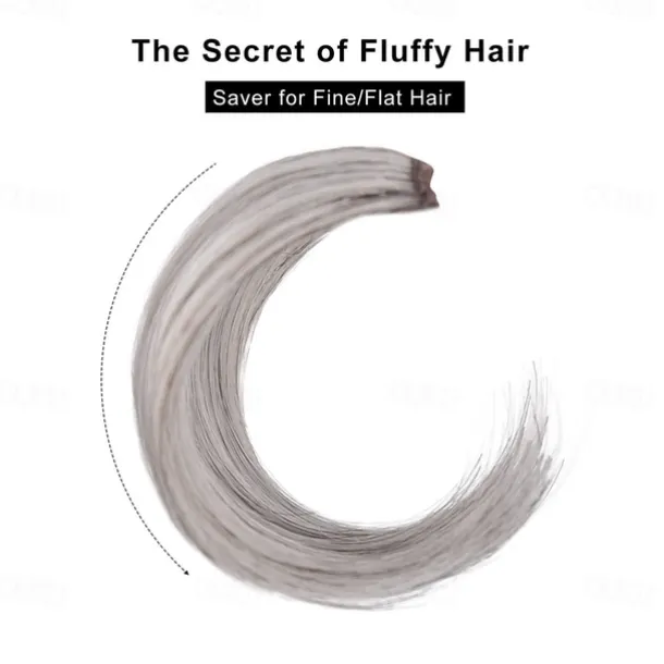 2 pack 4 inch Short Thick Hairpieces Adding Extra Hair Volume Clip in Hair Extensions Hair Topper for Thinning Hair Women Color Grey/Brown/Silver/White Mixed