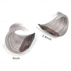2 pack 4 inch Short Thick Hairpieces Adding Extra Hair Volume Clip in Hair Extensions Hair Topper for Thinning Hair Women Color Grey/Brown/Silver/White Mixed