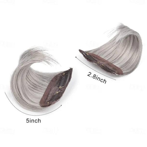 2 pack 4 inch Short Thick Hairpieces Adding Extra Hair Volume Clip in Hair Extensions Hair Topper for Thinning Hair Women Color Grey/Brown/Silver/White Mixed