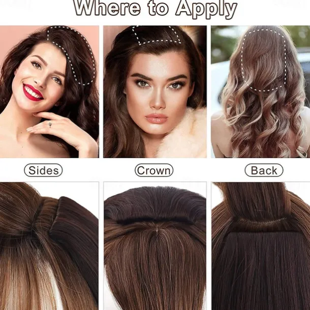 2 pack 4 inch Short Thick Hairpieces Adding Extra Hair Volume Clip in Hair Extensions Hair Topper for Thinning Hair Women Color Grey/Brown/Silver/White Mixed