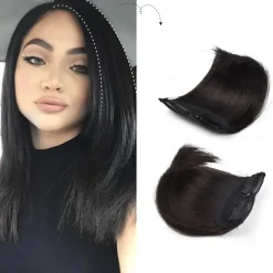 2 pack 4 inch Short Thick Hairpieces Adding Extra Hair Volume Clip in Hair Extensions Hair Topper for Thinning Hair Women Color Grey/Brown/Silver/White Mixed