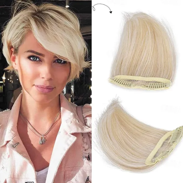 2 pack 4 inch Short Thick Hairpieces Adding Extra Hair Volume Clip in Hair Extensions Hair Topper for Thinning Hair Women Color Grey/Brown/Silver/White Mixed