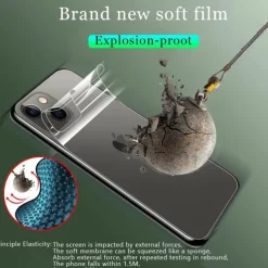 [4 Pack] Back Screen Protector For Apple iPhone 16 iPhone 15 Pro Max Plus iPhone 14 13 12 11 Pro Max Mini X XR XS Max 8 7 Plus TPU Hydrogel Self-healing Anti-Fingerprint High Definition Ultra Thin