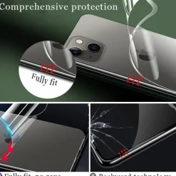 [4 Pack] Back Screen Protector For Apple iPhone 16 iPhone 15 Pro Max Plus iPhone 14 13 12 11 Pro Max Mini X XR XS Max 8 7 Plus TPU Hydrogel Self-healing Anti-Fingerprint High Definition Ultra Thin