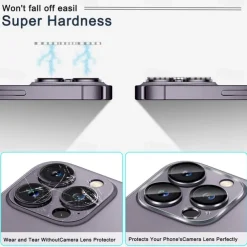 3 Pack Camera Lens Protector For Apple iPhone 16 iPhone 15 Pro Max Plus iPhone 14 Pro Max iPhone 13 iPhone 12 Tempered Glass 9H Hardness High Definition Scratch Proof
