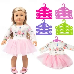 20 Pack Doll Full-Outfit Clothes Hangers for 18 Doll Clothes- Unique Design Holds Your Top & Bottom at Once Including Dresses Pants Shirts Skirts & Accessories