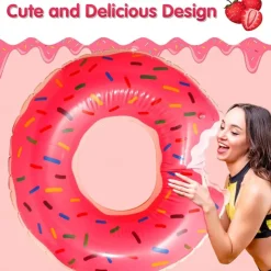 2 PACK Donut Pool Floats Donut Pool Floatie Donut Tube Pool Doughnut Pool Float Donut Inflatables Doughnut Inner Tube Doughnut Pool Floatie Donut Pool Ring Donut Swimming Ring for Beach Pool