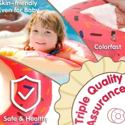 2 PACK Donut Pool Floats Donut Pool Floatie Donut Tube Pool Doughnut Pool Float Donut Inflatables Doughnut Inner Tube Doughnut Pool Floatie Donut Pool Ring Donut Swimming Ring for Beach Pool