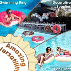 2 PACK Donut Pool Floats Donut Pool Floatie Donut Tube Pool Doughnut Pool Float Donut Inflatables Doughnut Inner Tube Doughnut Pool Floatie Donut Pool Ring Donut Swimming Ring for Beach Pool