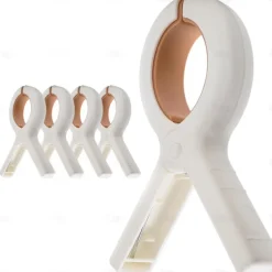 4 Pack Extra Large Beach Towel Clips,5.1 Inch Towel Clips for Beach Chairs Cruise Heavy Duty, Towel Holder Clips for Clothes Pool Boat, 2 Colors Khaki and Blue