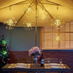 4 Pack Firework Lights Christmas Lights Decorations Starburst LED Copper Wire String Lights 8 Modes Battery Operated Fairy Lights with Remote Wedding Christmas Decorative Hanging Lights for Party Patio Garden Decoration120/200Led
