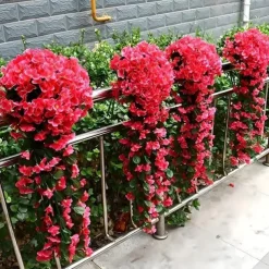 1 Pack, Hanging Artificial Flowers Basket 34“, Fake Hanging Plant, Silk Orchid Flowers, Faux Flower Arrangement, Garden Lawn Decor, Home Decor, Room Decor, Front Door Yard Decor,Wedding Decoration