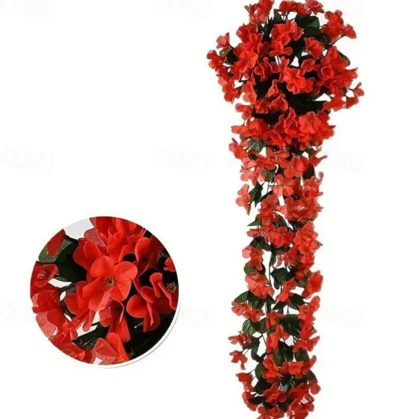 1 Pack, Hanging Artificial Flowers Basket 34“, Fake Hanging Plant, Silk Orchid Flowers, Faux Flower Arrangement, Garden Lawn Decor, Home Decor, Room Decor, Front Door Yard Decor,Wedding Decoration