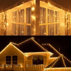 1 Pack Icicle Christmas Lights, 10M 400 LED 8 Modes and Timer With 60 Drops, Icicle Christmas Lights with Timer, Waterproof Connectable Outdoor String Lights for Holiday, Wedding, Christmas