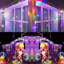 1 Pack Icicle Christmas Lights, 10M 400 LED 8 Modes and Timer With 60 Drops, Icicle Christmas Lights with Timer, Waterproof Connectable Outdoor String Lights for Holiday, Wedding, Christmas