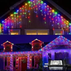 1 Pack Icicle Christmas Lights, 10M 400 LED 8 Modes and Timer With 60 Drops, Icicle Christmas Lights with Timer, Waterproof Connectable Outdoor String Lights for Holiday, Wedding, Christmas