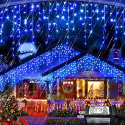 1 Pack Icicle Christmas Lights, 10M 400 LED 8 Modes and Timer With 60 Drops, Icicle Christmas Lights with Timer, Waterproof Connectable Outdoor String Lights for Holiday, Wedding, Christmas