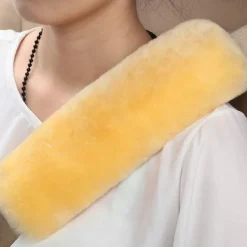 2 Pack Imitation Sheepskin Seat Belt Pads, Soft Shoulder and Neck Cushion, Imitation Wool, Car Interior Accessory