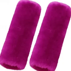 2 Pack Imitation Sheepskin Seat Belt Pads, Soft Shoulder and Neck Cushion, Imitation Wool, Car Interior Accessory