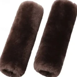 2 Pack Imitation Sheepskin Seat Belt Pads, Soft Shoulder and Neck Cushion, Imitation Wool, Car Interior Accessory