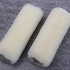 2 Pack Imitation Sheepskin Seat Belt Pads, Soft Shoulder and Neck Cushion, Imitation Wool, Car Interior Accessory