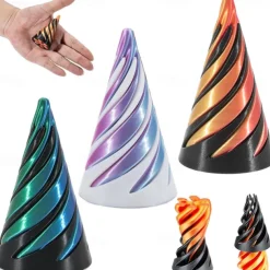 5 Pack Impossible Pyramid Passthrough Sculpture, Pass Through Pyramid Fidget Toy 3D Printed Spiral Cone Fidget Toy, Mini Vortex Thread Illusion, Desktop Deco Souvenir Gift Mini Stress Relief Desk Toy