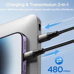 1 Pack Joyroom USB C Cable 30W 3.9ft USB C to USB C 3 A Fast Charging Nylon Braided For Samsung Xiaomi Huawei Phone Accessory