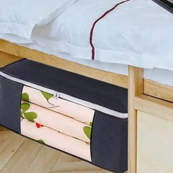 3 Pack, 90L Large Capacity Clothes Storage Bag Organizer with Reinforced Handle Thick Fabric for Comforters, Blankets, Bedding, Foldable with Sturdy Zipper, Clear Window