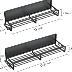 1 Pack Magnetic Spice Rack Organizer, Magnetic Spice Rack for Refrigerator, Magnetic Shelf for Holding Spices, Jars, Bottle, Metal&Black