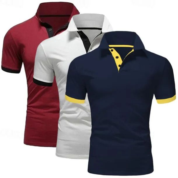3 Pack Men's Golf T-Shirt Polo Shirt Casual Sports Lapel Short Sleeve Fashion Basic Color 3-Piece Summer Regular Fit Gray Black Navy Blue Blue Wine White Polo Shirt